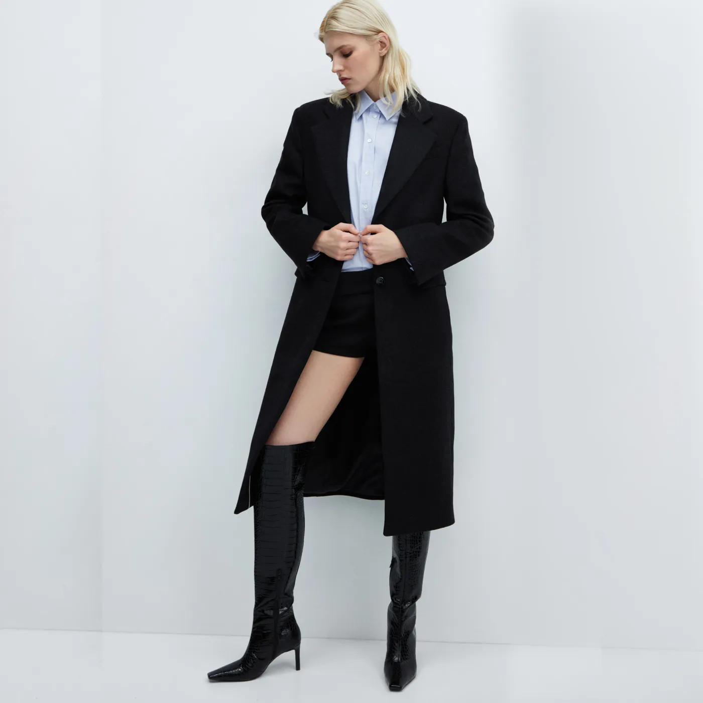 Black Croc-Effect Based Stiletto Boots – Bild 3