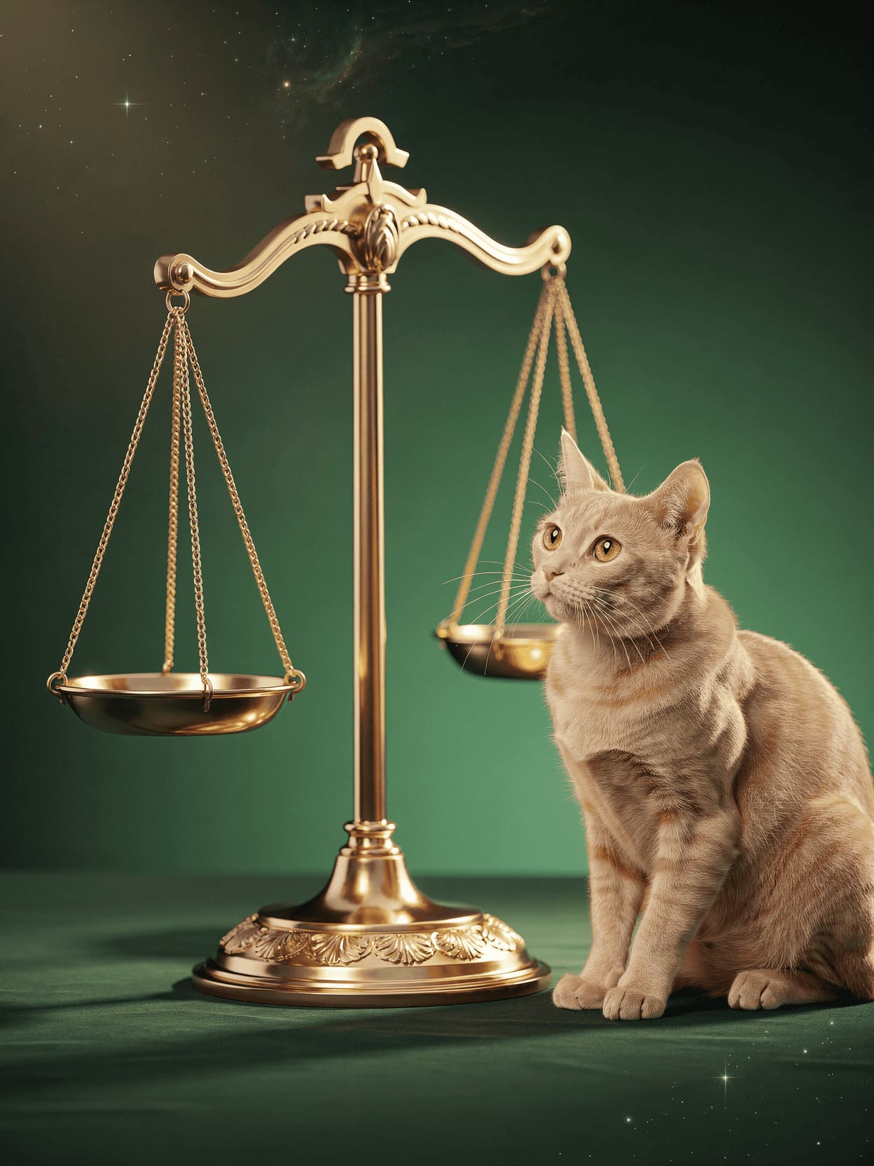 An illustrated Libra zodiac sign symbol with a detailed depiction of a serene